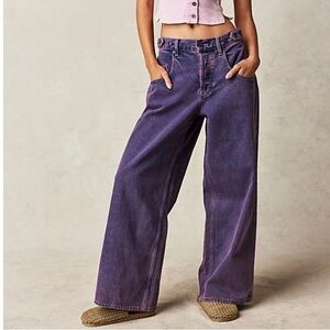Free People We The Free Electric Feels Purple Wide Leg Flare Jeans